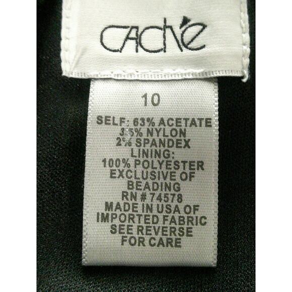 Cache Womens Ruched Cocktail Jeweled V-Neck Stretch Satin Bodycon Dress Size 10 - Picture 8 of 10